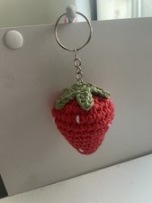 Crochet Keychain; Handmade Strawberry Keychai...