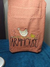 Country Farmhouse Chicken Dish Towel Machine Embroidery Made In USA New