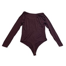Abercrombie and fitch women  s brown bodysuit thong bottom size large boat neck