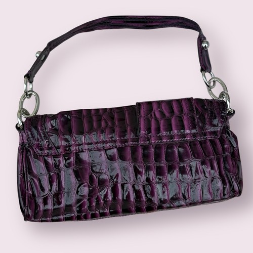 GUESS by Marciano Purple Croc Embossed Shoulder Y2K Clutch Handbag - Picture 6 of 8