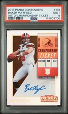 2018 Panini Contenders #101 Baker Mayfield Auto Championship Ticket RC /49 PSA 9