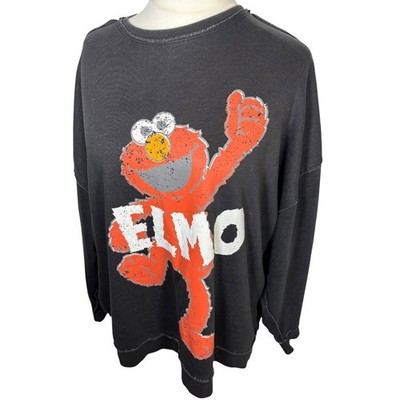 Primark Sesamstraße Elmo Oversized Sweatshirt Schwarz XL UK 18 20 Pullover