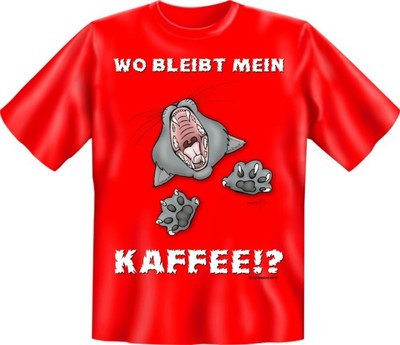 T-Shirt Fun Kaffeezeit Frühstück - Wo bleibt mein Kaffee !? - Katze M L XL XXL