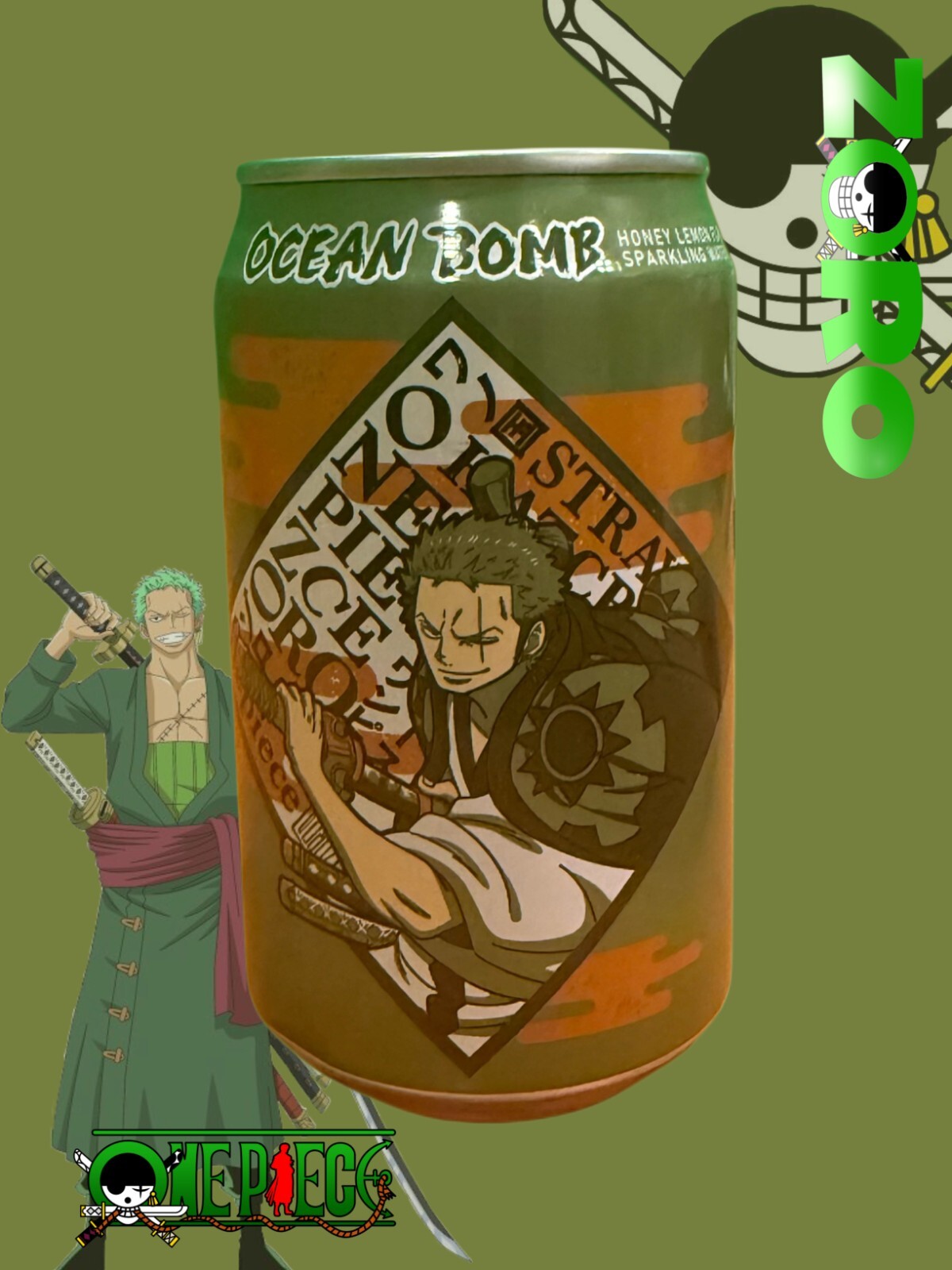 Ocean Bomb - Una pieza de agua con gas Roronoa Zoro miel sabor limón