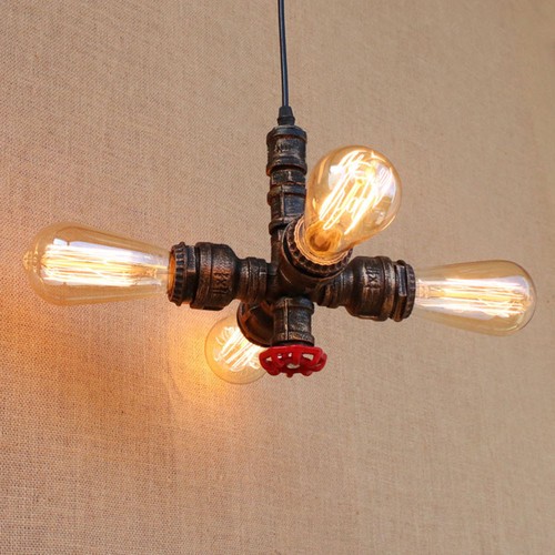 Vintage Industrial Water Pipe Ceiling Pipework Pendant retro Steampunk Lights - Picture 7 of 10