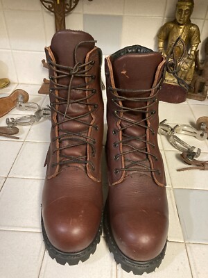 Red Wing USA Vintage OXBLOOD LEATHER LACE UP STEEL TOE PACKER Boots 10.5 D