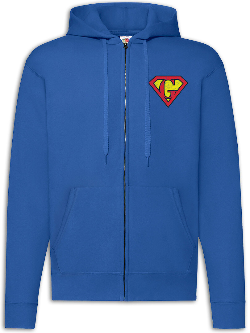 Super G Zipper Hoodie Buchstabe Vatertag Muttertag Comic Geschenk Geschenkidee