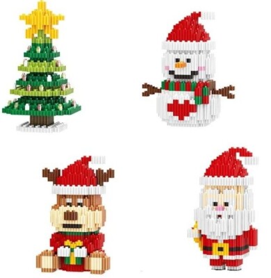 Linkgo 68510-68513 Frohe Weihnachten 3D-Puzzle Mikrobausteine zum Selbermachen