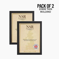 Thin Molding 20 mm Black(Pack Of 2) Wooden Photo Poster Picture Frame ,All Sizes