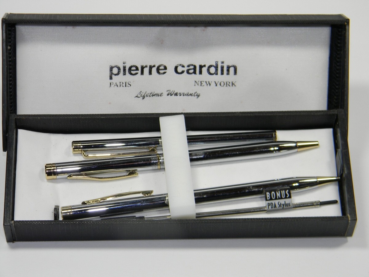 Pierre Cardin Pen Pencil Stylus Set in Silver Gold NOS New Old Stock