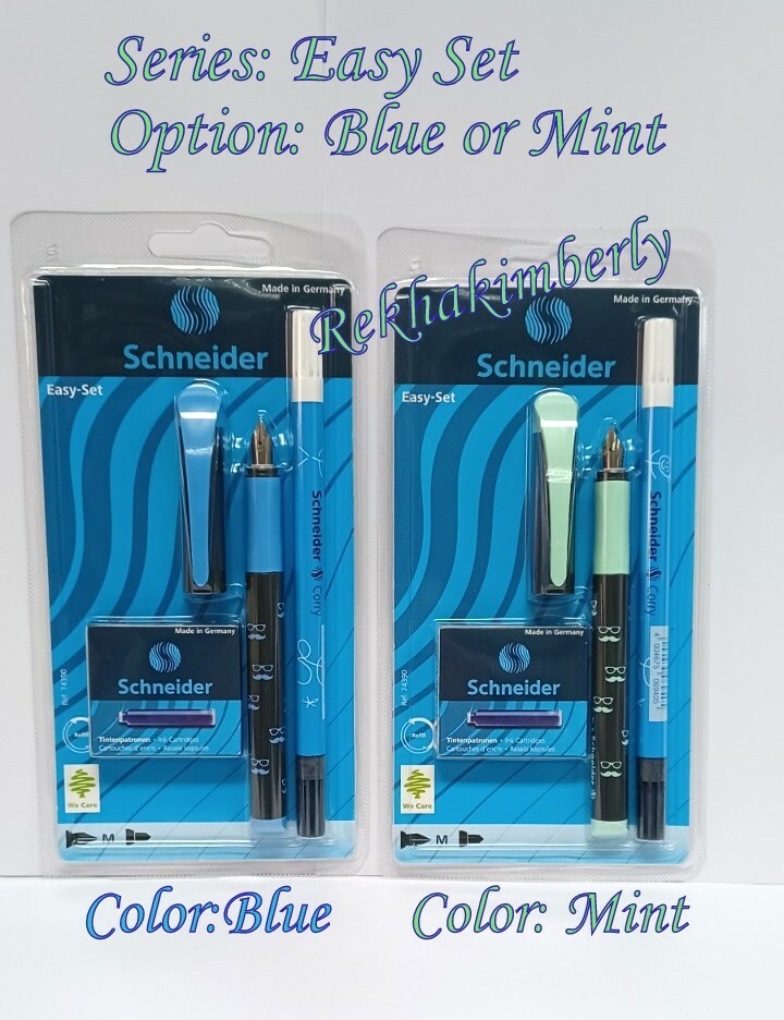 Schneider Easy Set:Fountain Pen+Blue ink Cartridge+Erasable Pen