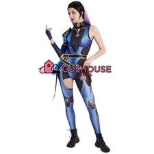Women's Duelist Reyna Bodysuit Cosplay Costume with Glove and Earrings Halloween