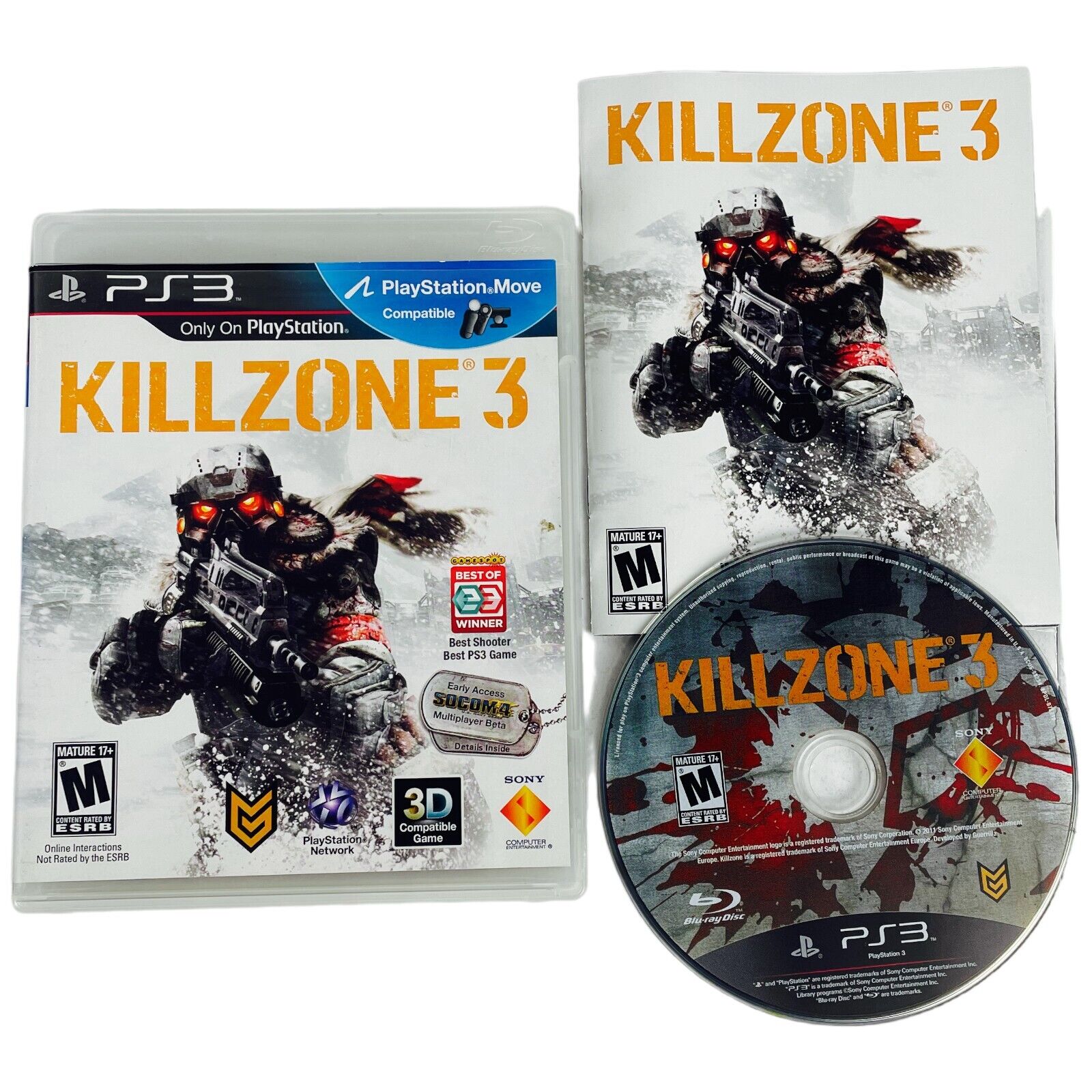 Killzone 3 (Complete) + Battlefield 4 (No Manual) PS3 Game Lot