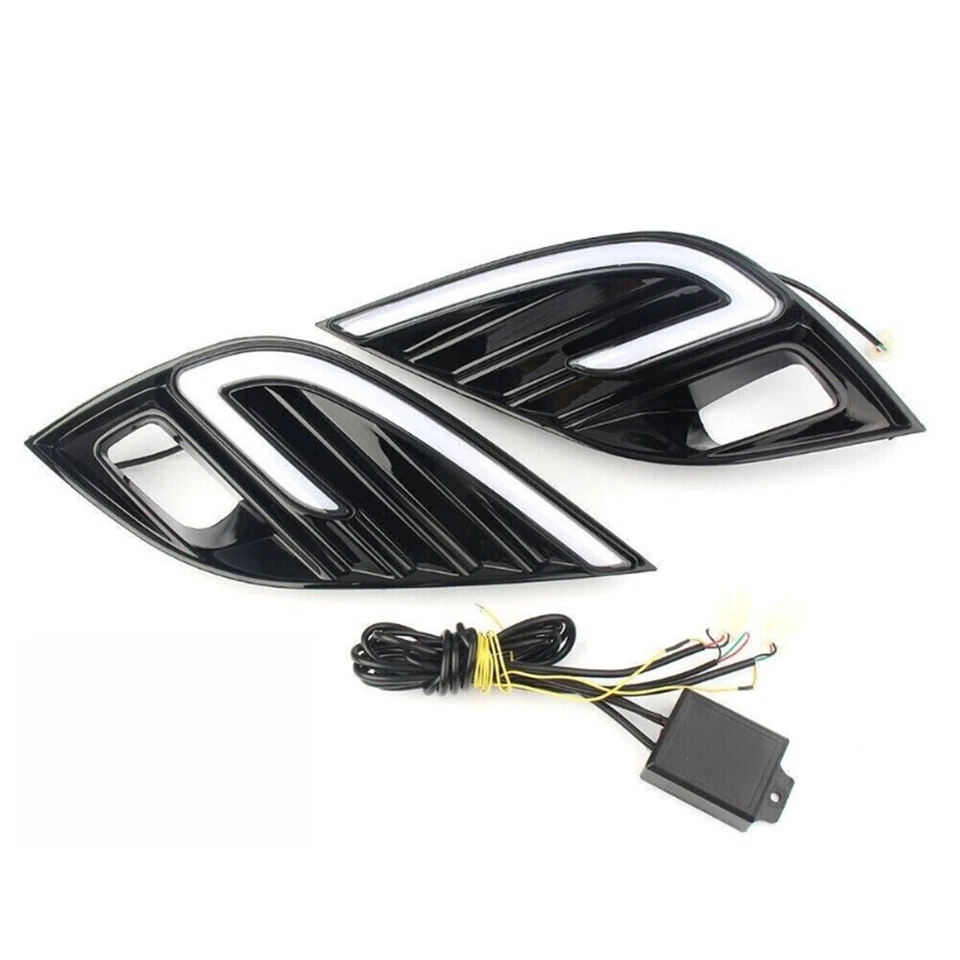 Pair For 2018-2020 Toyota Camry SE XSE TRD LED DRL Fog Light Bezel Driving Lamps — 第 2/4 张图片