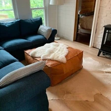 Genuine Footrest Moroccan Leather Ottoman Un-Stuffed Pouffe 30'' Home Decore