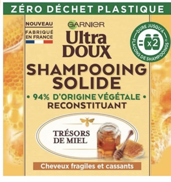 Shampoing Solide Garnier Miel Cheveux Secs et Cassants Soin Naturel Lot de 2