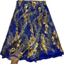 African Lace Fabric Sewing Dresses French Net Sequins Embroidered Tulle Fabric