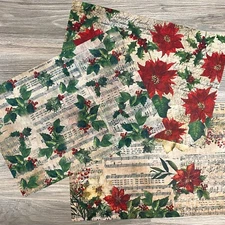 ReDesign Prima POINSETTIAS A3 Fiber Decoupage Paper Furniture 11.7"x16.5"
