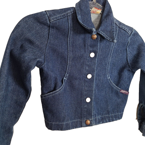 Vintage GWG Jean Jacket Girls Size 7 Blue Denim Snap Up 70s 80s Canada Fit 4-7 - Picture 2 of 16
