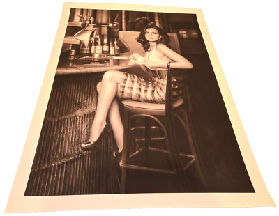 PINUP ARTIST JON HUL LARGE GICLEE TITLED TEA TIME AFFAIR  UNSIGNED PROOF