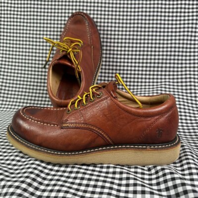 Frye Dakota Wedge Oxford Men s 7 Women s 8.5 Brown Leather Moc Toe Work Shoes