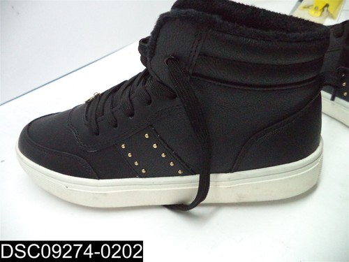 Size 4 Kid's H&M Black Fuzzy Lace Up Sneakers - Picture 4 of 5