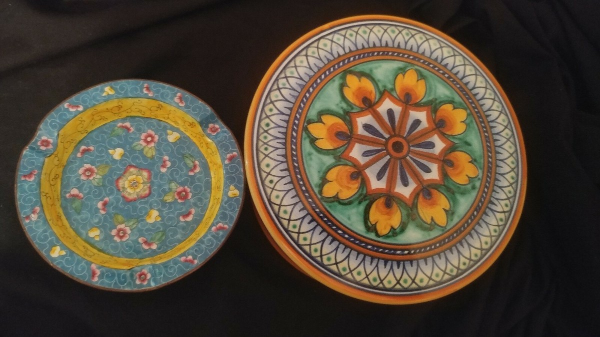 Gialletti Giulio Deruta Dec A Mano Ceramic Jewelry Box & ashtray