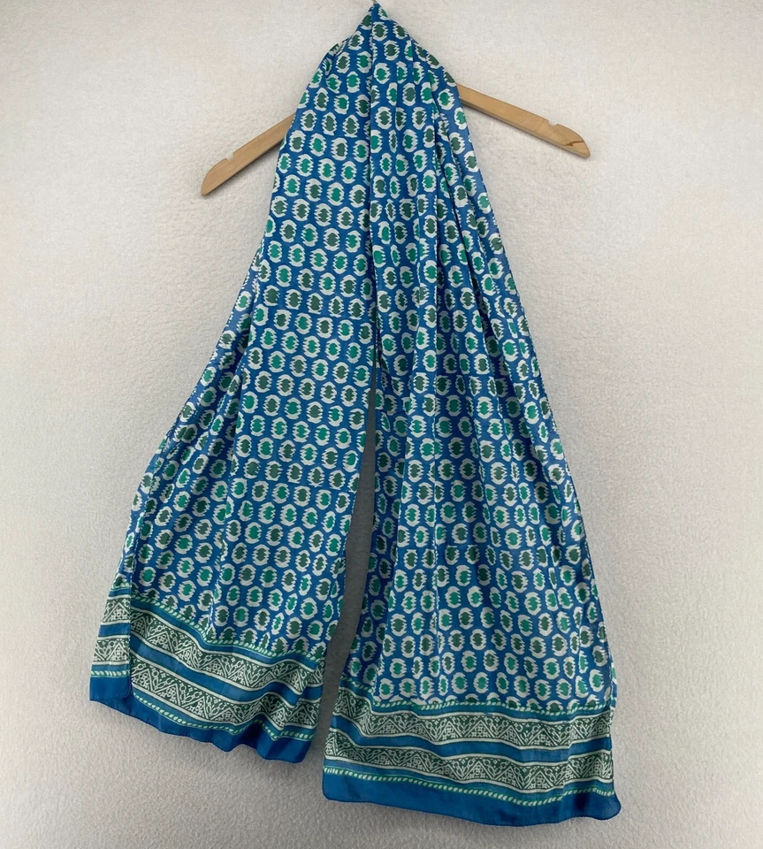 ANOKHI Bufanda Mujer Suroeste Envoltura Rectángulo Tejido Algodón Azul 15" x 72" Foto 2 de 4