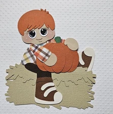 Pumpkin Patch Boy Red Hair. Scrapbook, Card Making Paper Piecing