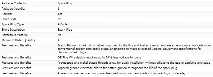 8 Spark Plugs Bosch Platinum For 2007-2012 FORD MUSTANG V8-5.4L - Изображение 4 из 4