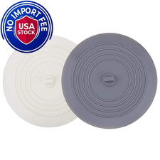 V-TOP Tub Stopper 2 Pack, 6 inches Large Silicone Drain Plug 6" White gray