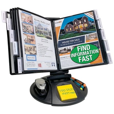 AdjustaView 10-Pocket Desk Reference Organizer with Supplies Storage Base and...