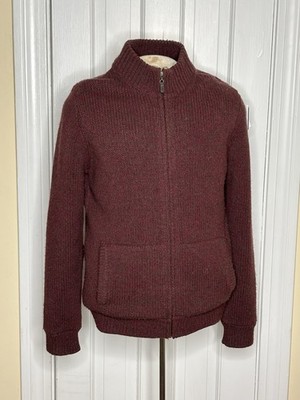 LL Bean Classic Ragg Wool Flannel Lined Wool Zip Up Sweater Jacket Men's Medium