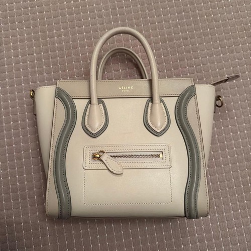 CELINE Luggage Shoulder Bag White Used From Japan