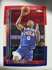 2025-26 Topps Chrome Basketball - Tyrese Maxey #185 Red White & Blue Refractor