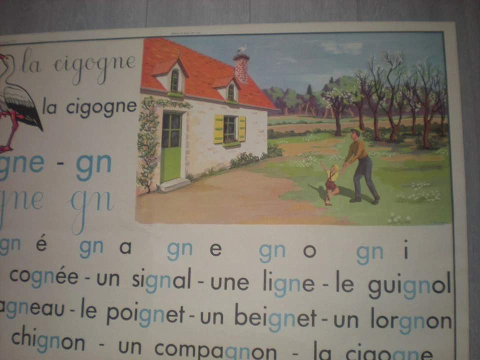 AFFICHE N° 39 N°40 SCOLAIRE POUCET ECUREUIL METHODE LECTURE LA CIGOGNE CAILLE - Photo 3/4