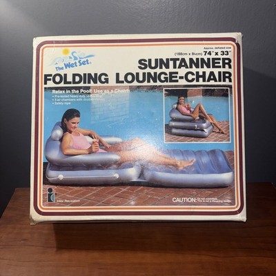 Vintage Intex Suntanner Folding Lounge-Chair Float  74  X 33  90 s New