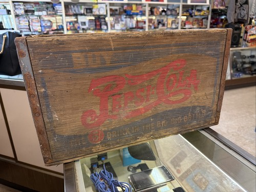 Vintage Pepsi Cola Double Dot Wood Soda Bottle Advertising Crate