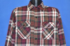 vtg 70s MR LEGGS RED GREEN BLUE COTTON FLANNEL TWILL BUTTON DOWN SHIRT LARGE L