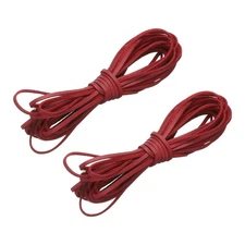 2 Pcs Flat Suede Leather Cord, 5.5 Yards 2.6mm Craft Braid String, Bright Red