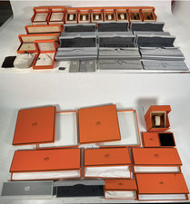 VINTAGE AUTHENTIQUE HERMES Watch Box Boîtier 34 Set Orange Wood Booklet 25120...