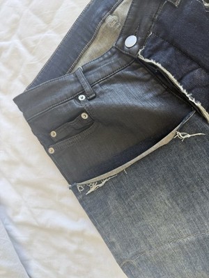 Rick Owens Babel SS19 Denim Combo Shorts Black Wax Patchwork Italy