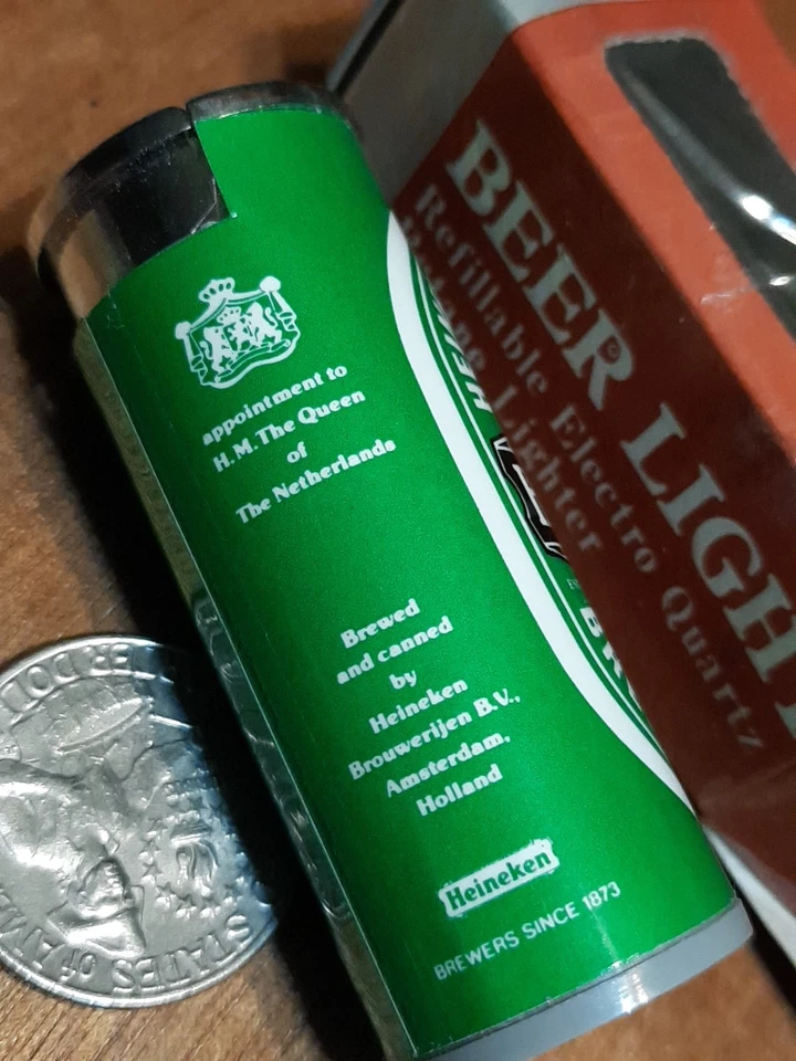 Vtg Novelty Beer Lighter Heineken Can W/ Orginal Box Untested Lager Green J51 - Image 4 of 4