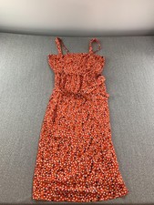 Trixxi Clothing Company Dress Juniors XL Orange Belted Square Neck Sundress