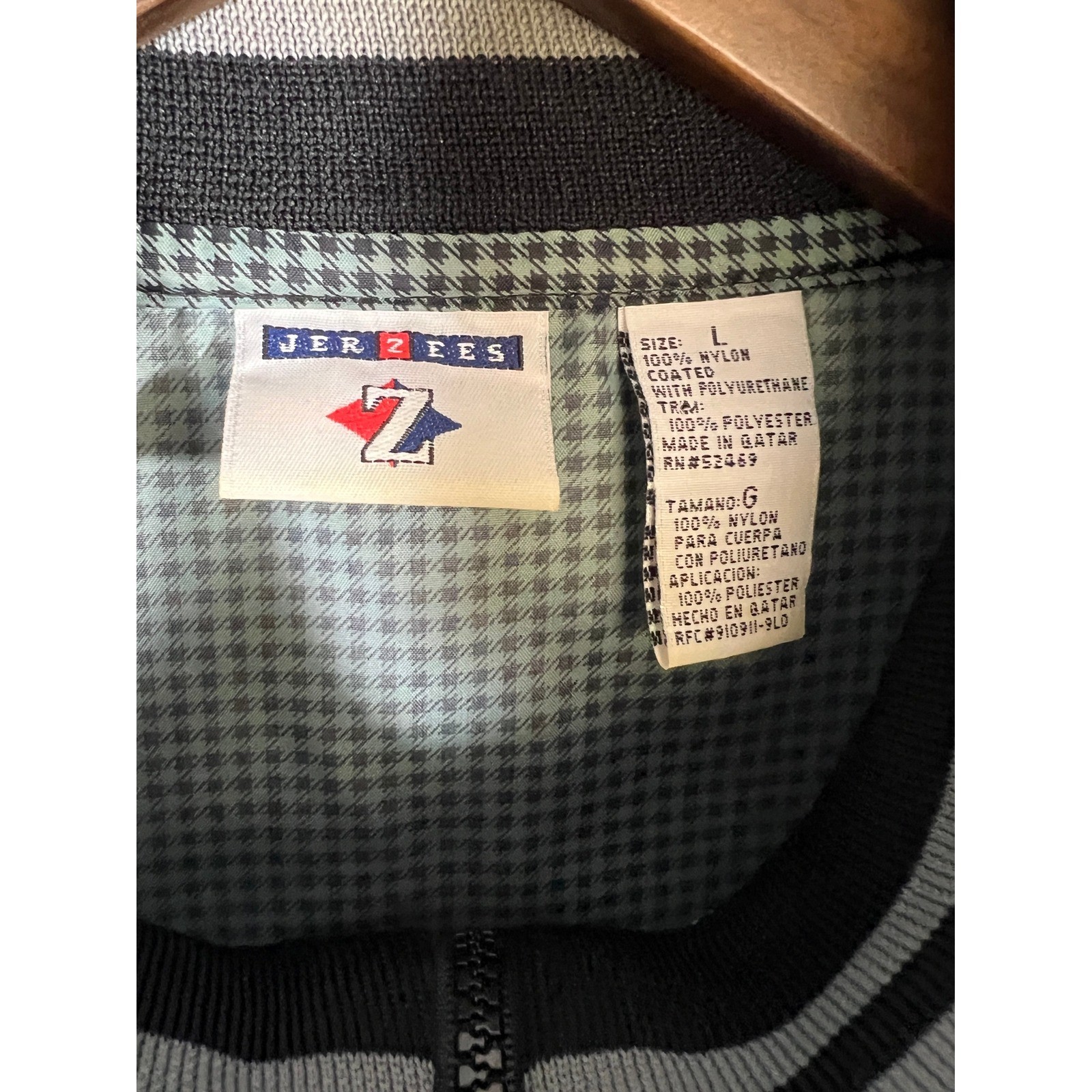 Vintage Jerzees Gingham Pullover Jacket Mens L Li… - image 5