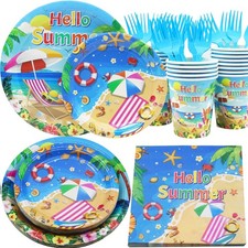 Beach Party Supplies Summer themed Plates and Napkins Beach Birthday Party De...