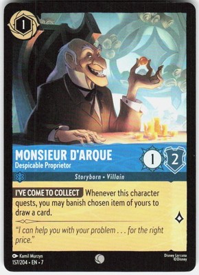 Monsieur D'Arque Despicable Proprietor 157/204 Archazia's Island Disney Lorcana