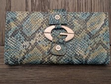 Vintage GUESS Faux Leather Green Animal Print Wallet With Card Holders