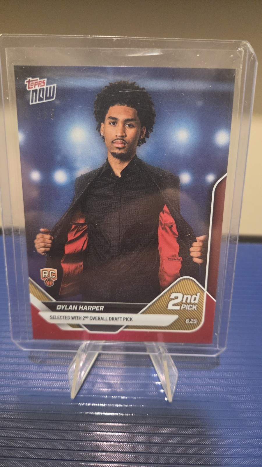 2025 Topps Now NBA Draft 2nd Pick DYLAN HARPER #D2 RC San Antonio Spurs Red 2/5