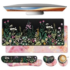 4 PCS Ergonomic Mouse Pad Set with Keyboard Wrist Support Large Desk Mat Coaster